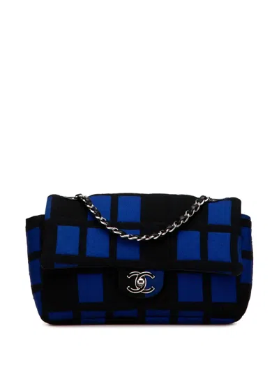 Pre-owned Chanel 2013-2014 Medium Jersey Grid Single Flap Shoulder Bag