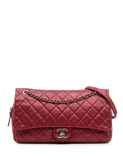 Pre-owned Chanel 2013-2014 Medium Quilted Caviar Easy Flap Shoulder Bag In Red