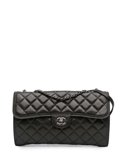 Pre-owned Chanel 2013-2014 Medium Quilted Lambskin Citizen Flap Satchel In Black