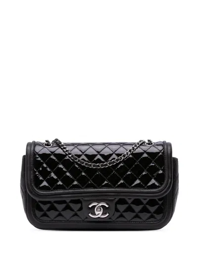Pre-owned Chanel 2013-2014 Medium Quilted Patent And Lambskin Classic Twist Flap Shoulder Bag