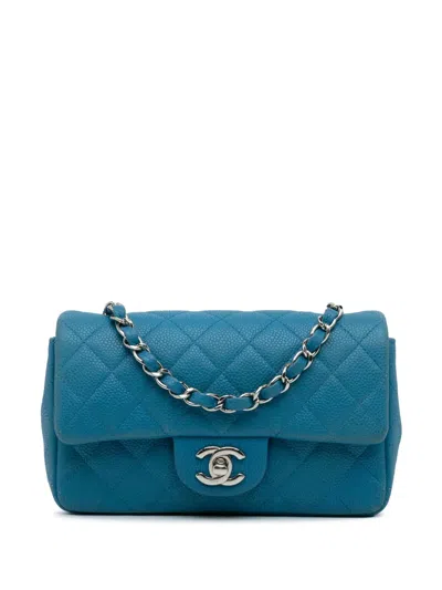 Pre-owned Chanel 2013-2014 Mini Single Flap Handbag In Blue