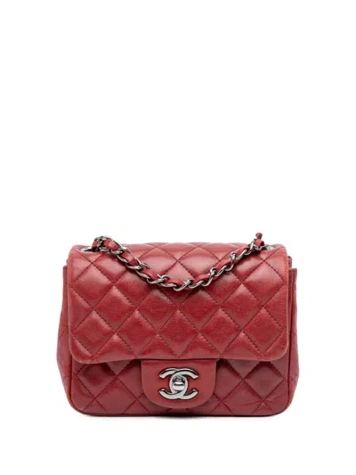 Pre-owned Chanel 2013-2014 Mini Square Classic Lambskin Single Flap Crossbody Bag