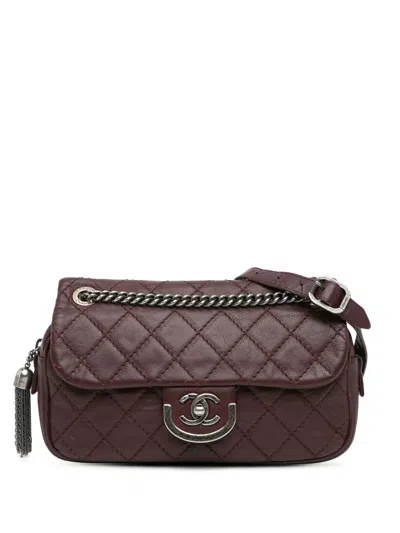 Pre-owned Chanel 2013-2014 Paris Edinburgh Medium Calfskin Coco Sporran Flap Crossbody Bag In Red