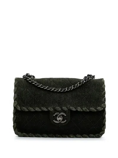 Pre-owned Chanel 2013-2014 Quilted Wool Felt Whipstitch Fancy Flap Shoulder Bag
