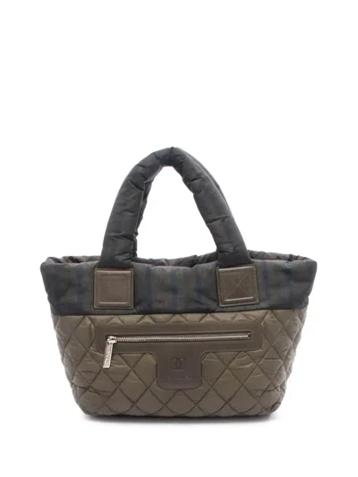 Pre-owned Chanel 2013-2014 Small Quilted Nylon Coco Cocoon Tote Bag In Green