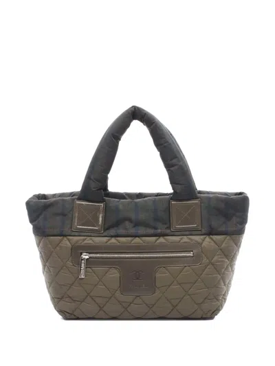Pre-owned Chanel 2013-2014 Small Quilted Nylon Coco Cocoon Tote Bag In Green
