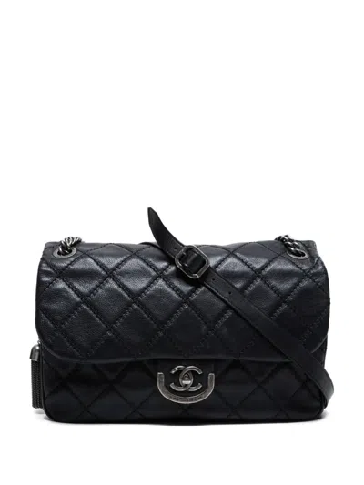 Pre-owned Chanel 2013-2014s Wilde Stitch Quilted Chain-link Shoulder Bag In Black