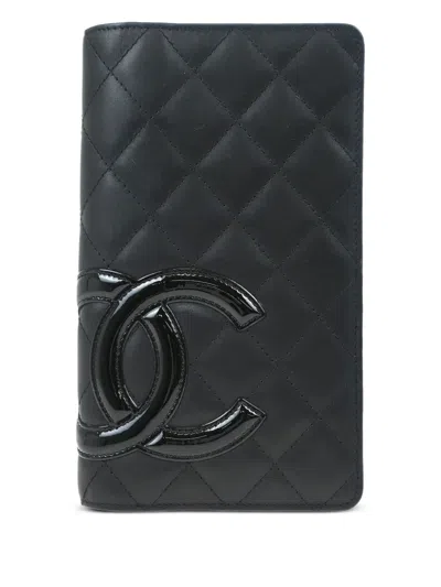 Pre-owned Chanel 2013 Cambon Line Wallet In Black