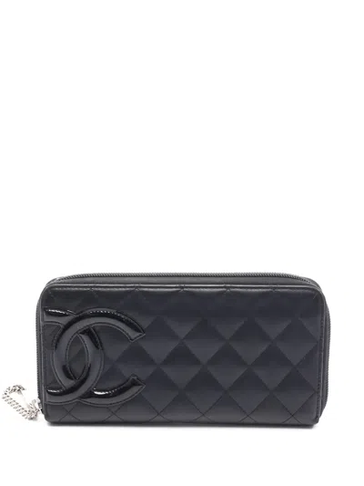 Pre-owned Chanel 2013 Cambon Line Wallet In Black