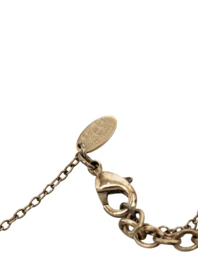 Pre-owned Chanel 2013 Cc Gold Plated Striped Resin Strass Round Pendant Necklace Costume Necklace