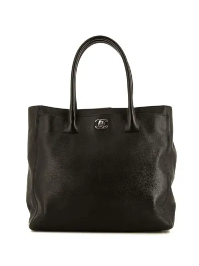 Pre-owned Chanel 2013 Cc Leather Tote Bag In Black