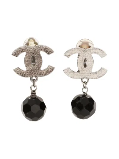 Pre-owned Chanel 2013 Cc-mark Swing Clip-on Earrings In Silver