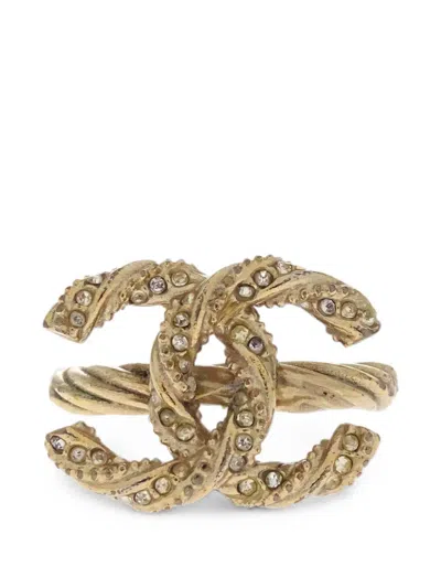 Pre-owned Chanel 2013 Cc-logo Ring In Gold