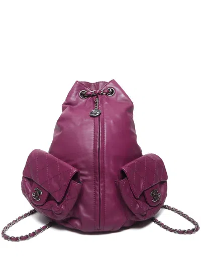 Pre-owned Chanel 2013 Flap-pocket Backpack In Purple