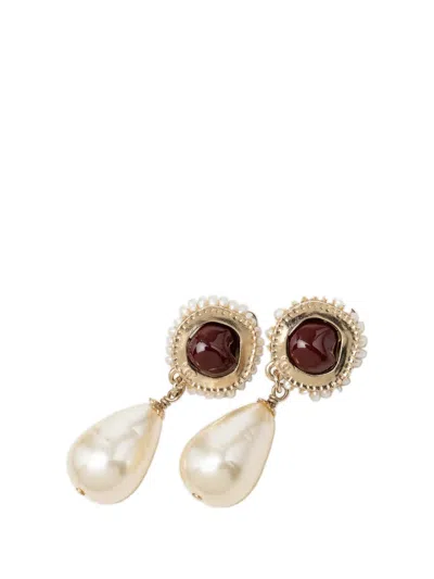 Pre-owned Chanel 2013 Gold Plated Faux Pearl Drop Clip On Earrings Costume Earrings