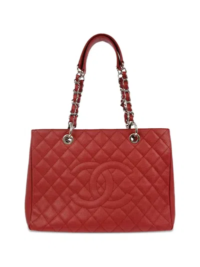 Pre-owned Chanel 2013 Grand Shopping Chain Shoulder Bag In Red