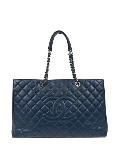 Pre-owned Chanel 2013 Grand Shopping Xl Tote Bag In Blue