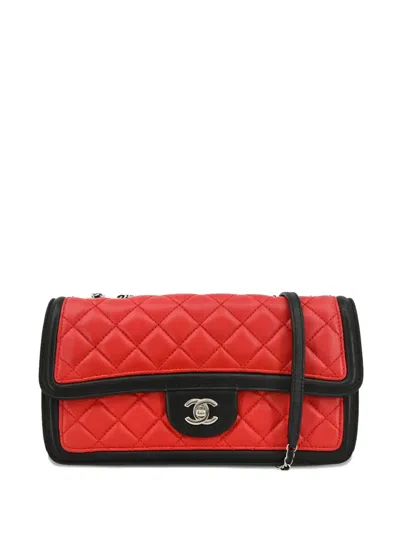 Pre-owned Chanel 2013 Graphic Flap Shoulder Bag In Red