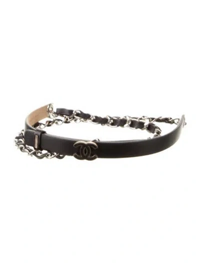 Pre-owned Chanel 2013 Interlocking Cc Logo Belt In Black