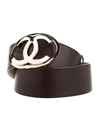 Pre-owned Chanel 2013 Interlocking Cc Logo Belt In Brown