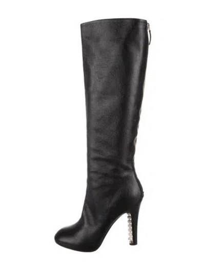Pre-owned Chanel 2013 Interlocking Cc Logo Boots In Black
