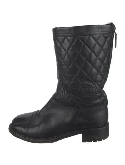 Pre-owned Chanel 2013 Interlocking Cc Logo Boots In Black