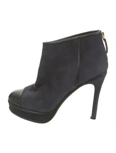 Pre-owned Chanel 2013 Interlocking Cc Logo Boots In Blue