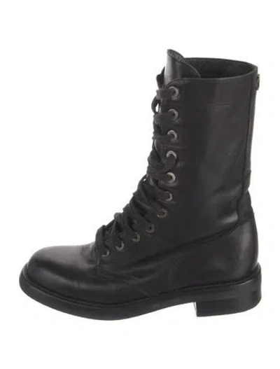 Pre-owned Chanel 2013 Interlocking Cc Logo Combat Boots In Black