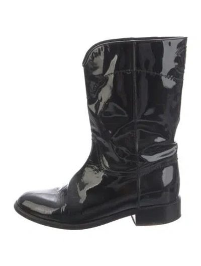 Pre-owned Chanel 2013 Interlocking Cc Logo Combat Boots In Black