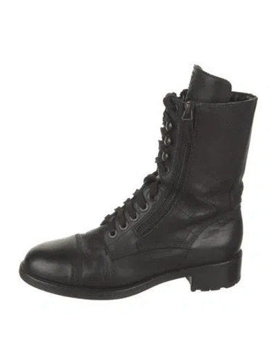 Pre-owned Chanel 2013 Interlocking Cc Logo Combat Boots In Black