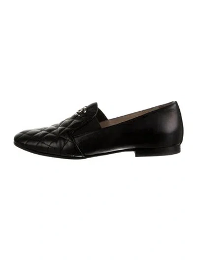 Pre-owned Chanel 2013 Interlocking Cc Logo Loafers In Black