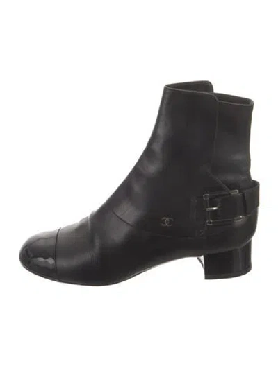 Pre-owned Chanel 2013 Interlocking Cc Logo Moto Boots In Black