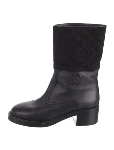 Pre-owned Chanel 2013 Interlocking Cc Logo Moto Boots In Black