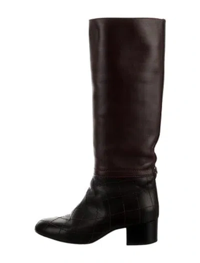 Pre-owned Chanel 2013 Interlocking Cc Logo Riding Boots In Brown