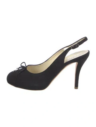 Pre-owned Chanel 2013 Interlocking Cc Logo Slingback Pumps In Black
