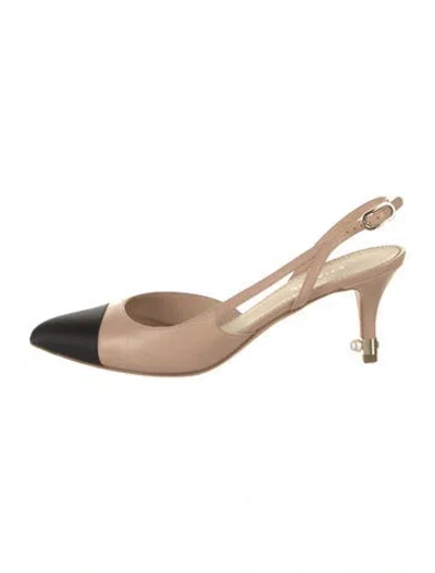Pre-owned Chanel 2013 Interlocking Cc Logo Slingback Pumps In Pink