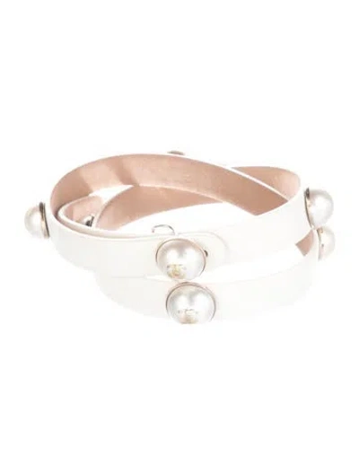 Pre-owned Chanel 2013 Interlocking Cc Logo Waist Belt In White