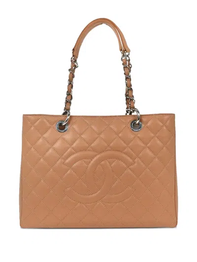 Pre-owned Chanel 2013 Medallion Caviar-leather Tote Bag In Neutral