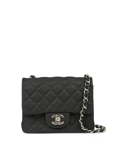 Pre-owned Chanel 2013 Mini Classic Square Flap 17 Shoulder Bag In Black
