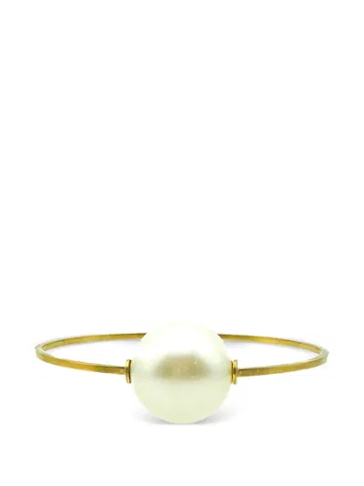 Pre-owned Chanel 2013 Oversized-pearl Bangle In Gold