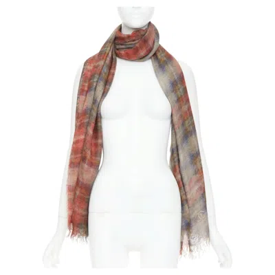 Pre-owned Chanel 2013 Paris-edinburg Metiers D'art Red Tartan Mohair Fringed Scarf