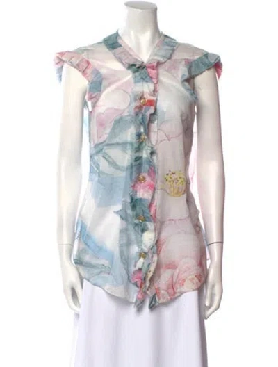 Pre-owned Chanel 2013 Paris-versailles Blouse In Blue