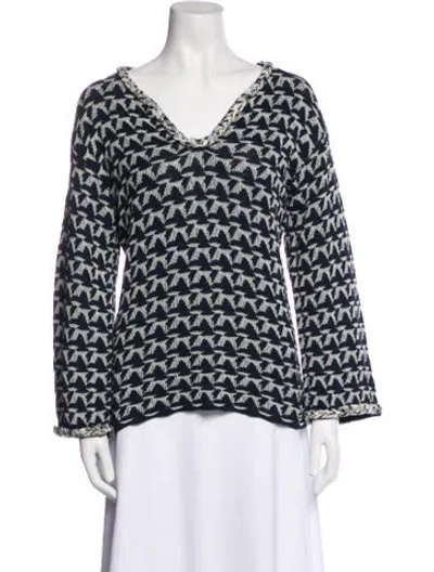 Pre-owned Chanel 2013 Printed Sweater In Blue