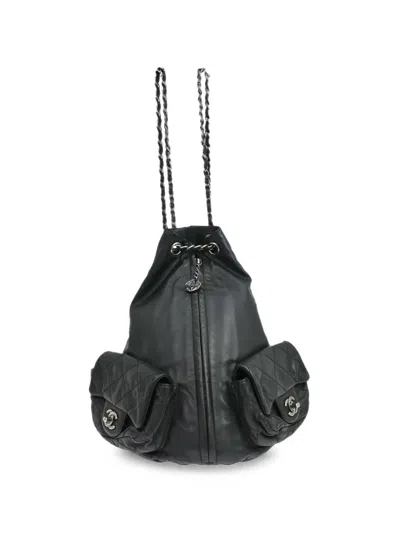 Pre-owned Chanel 2013 Quilted Cc Backpack In Black