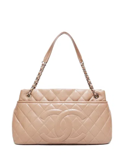 Pre-owned Chanel 2013 Quilted Cc Mark Shoulder Bag In Neutral