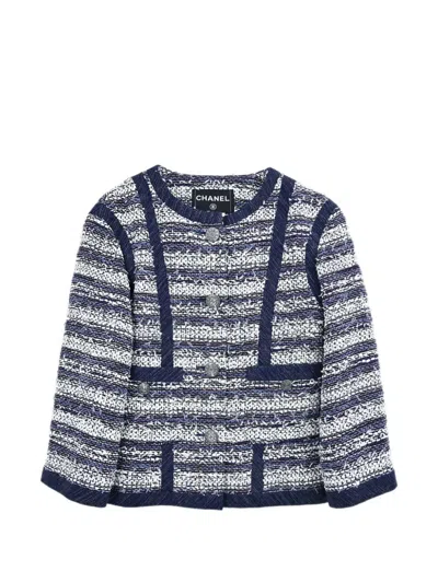 Pre-owned Chanel 2013 Single-breasted Tweed Jacket In Blue