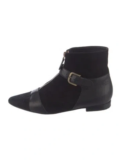 Pre-owned Chanel 2013 Suede Lace-up Boots In Black