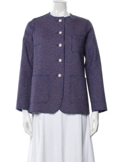Pre-owned Chanel 2013 Tweed Blazer In Blue