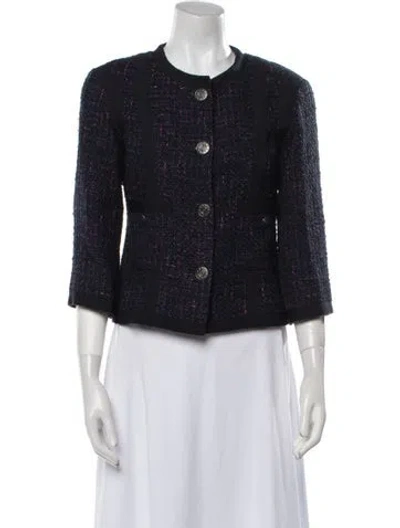 Pre-owned Chanel 2013 Tweed Evening Jacket In Blue
