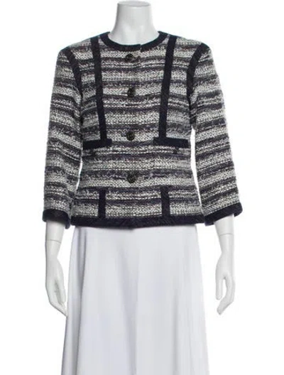 Pre-owned Chanel 2013 Tweed Evening Jacket In Blue